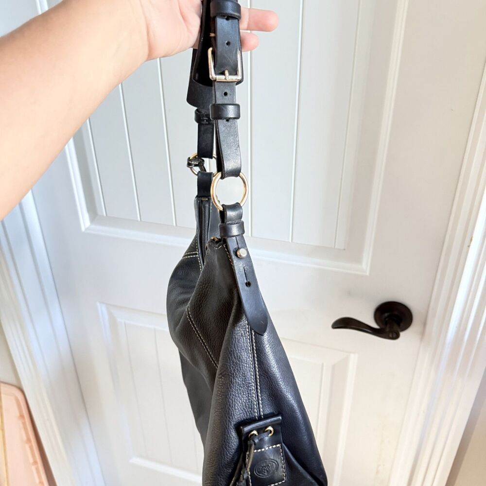 Vintage Dooney & Bourke 1975 Anniversary East West Hobo Duck Charm Black Large - Picture 4 of 10